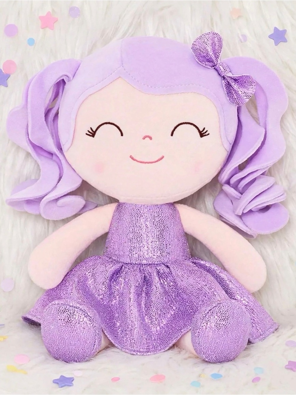 Lavender Sparkle Plush Doll - Kids Toy Gloveleya Doll